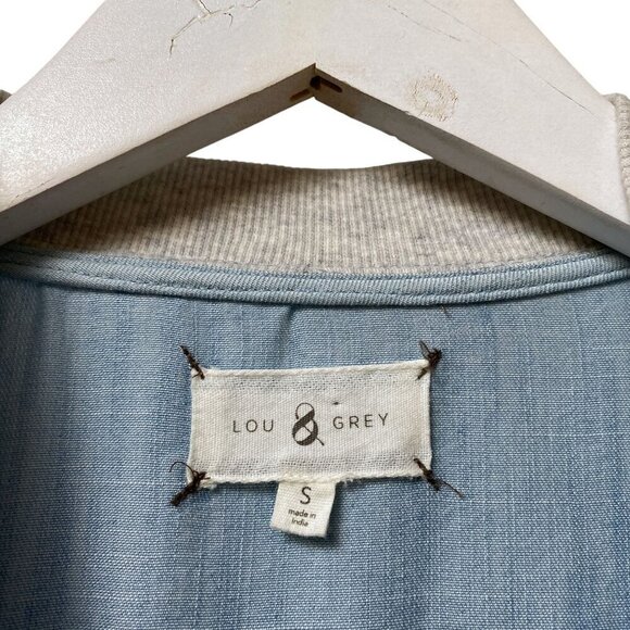 Lou & Grey Chambray BomberJacket Size Small Blue Denim Lyocell Zip Front - Picture 5 of 8